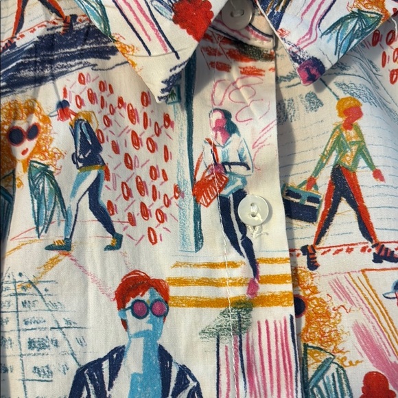 Zara Multicolor Graphic Button Down Shirt 100% cotton - Picture 9 of 10